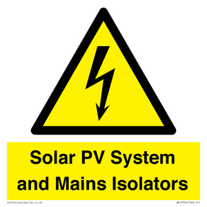 Solar PV System and Mains Isolators